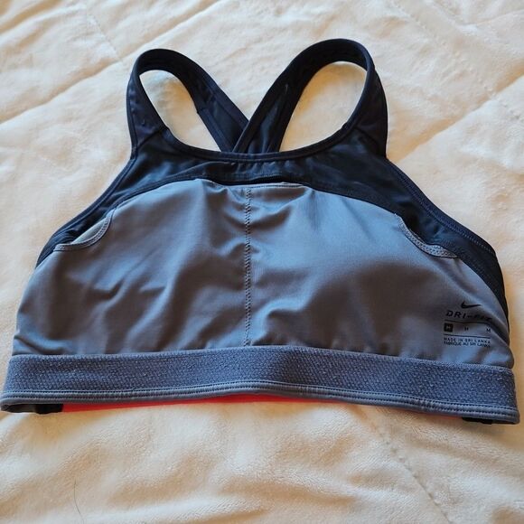 Nike Dri Fit Sports Bra Women's Medium Grey Hot Pink, Athletic, Workout, Gym - Picture 5 of 6